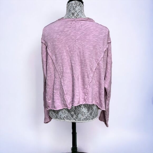 Urban Outfitters Pink Cropped Long Dolman Sleeve Button-Down Top - Size X-Small - Picture 2 of 5